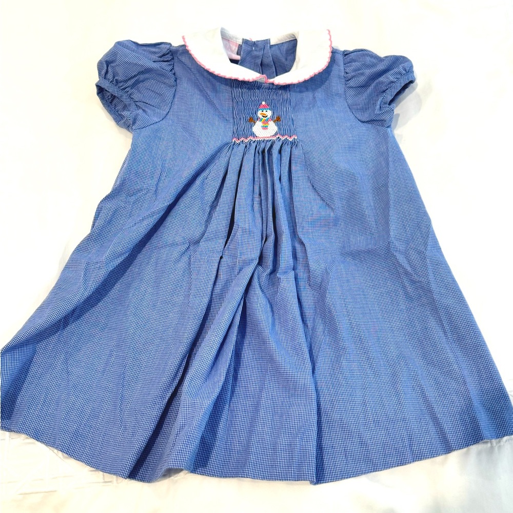 Petit Bébé Smocked Snowman Dress